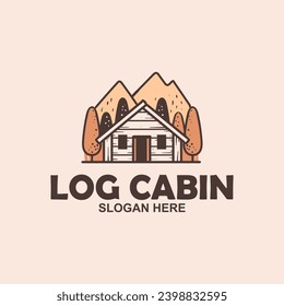 wooden minimalist cabin logo vector