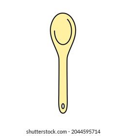 Wooden mixing spoon for baking in vector icon