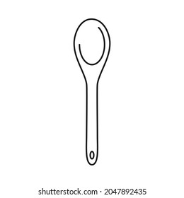 Wooden mixing spoon for baking in vector icon