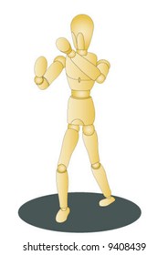 Wooden model man posing for drawing