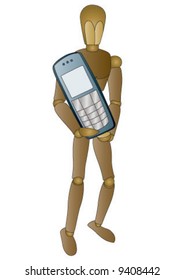 Wooden model man posing for drawing