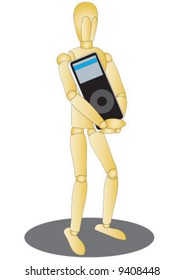 Wooden model man posing for drawing