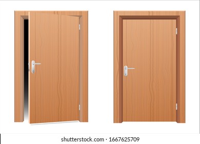 Wooden modern door vector design illustration isolated on white background