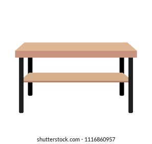 Wooden modern table. flat vector illustration isolated on white background