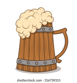 wooden mug of beer