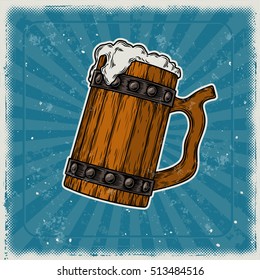 Wooden mug of beer