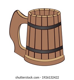 Wooden mug for drinks. Vector illustration