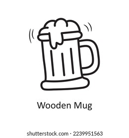 Wooden Mug Vector Outline Icon Design illustration. Medieval Symbol on White background EPS 10 File