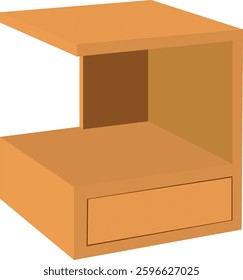 A wooden nightstand with a drawer sits on a white background. The nightstand is a simple design with a brown color