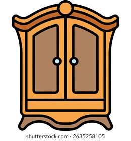 Wooden nightstand with three drawers isolated on transparent background
