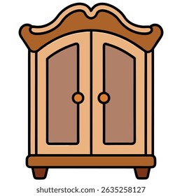 Wooden nightstand with three drawers isolated on transparent background