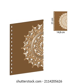 Wooden Notebook With Wood Art Laser Cut. A5 Spiral Notebook With Wooden Cover. Wooden Journal Laser Cut File.