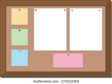 Wooden notice board over white background