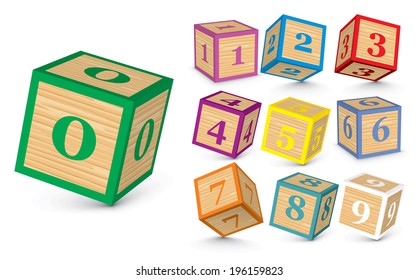 Wooden Number Blocks Vector Illustration Stock Vector (Royalty Free ...