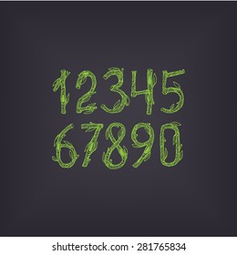 Wooden numbers. Hand drawn, eps10