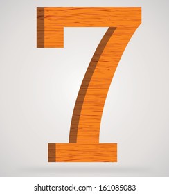 Wooden numeric with drop shadow on isolated white background