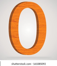 Wooden numeric with drop shadow on isolated white background