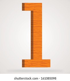Wooden numeric with drop shadow on isolated white background
