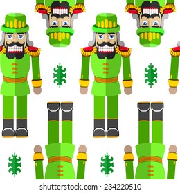 Wooden Nutcracker seamless pattern on a transparent background