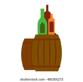 Wooden oak barrel isolated on white background