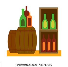 Wooden oak barrel isolated on white background
