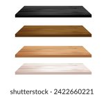 Wooden oak plank set, perspective view, vector