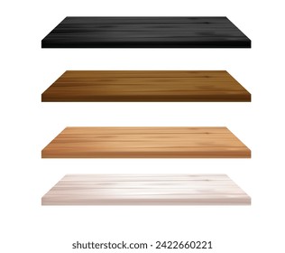 Wooden oak plank set, perspective view, vector