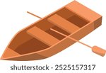 Wooden oar boat isometric icon. Rowboat symbol