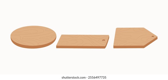 Wooden objects, boards. The texture of the wood. Wood material. Background Vector.   Podium for presentation. Layout, cosmetic product stand , pedestal. 
