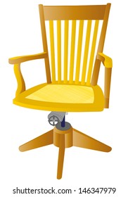 Wooden office chair with adjustable seat height used in the past