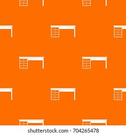 Wooden office desk pattern repeat seamless in orange color for any design. Vector geometric illustration