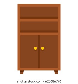 Wooden old cabinet icon. Flat illustration of wooden old cabinet vector icon isolated on white background
