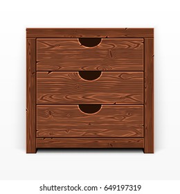 Wooden old chest of drawers. Made of natural materials. Vintage retro style furniture. Clipping paths included.