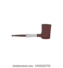 Wooden old pipe for smoke tobacco a flat vector isolated illustration.