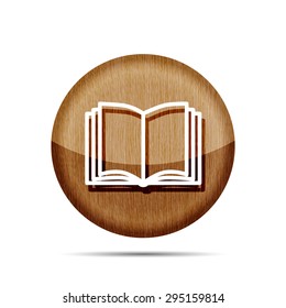 wooden Open book vector icon on a white background