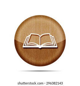 wooden Open book vector icon on a white background