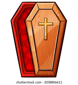 Wooden Open Coffin Vector Illustration Stock Vector (Royalty Free ...