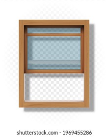 Wooden open window. Vector illustration on a transparent background.