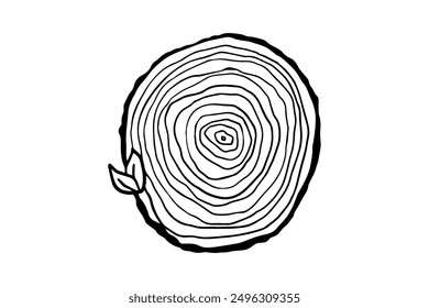 Wooden organic slice. Circular wood rings. Saw cut timber. Line ripple circle wood texture. Vector illustration