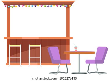 Wooden Outdoor Bar Table Chairs Establishment Stock Vector (Royalty
