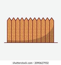 Wooden Outdoor Wall Flat Vector Illustration Icon On White Background for web, landing page, sticker, banner