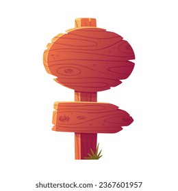 Wooden Oval and Arrow Pointer and Board on Pole for Direction or Information Vector Illustration