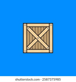 wooden package brown color box to send the package vector illustration