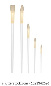 Wooden paint brush set. vector illustration