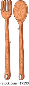 Wooden Pair Of Fork And Spoon