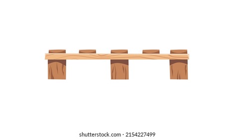 Wooden pallet beige, brown, side view, for the transport of goods, vector flat illustration on a white background. Wooden pallet for storing boxes, cargo