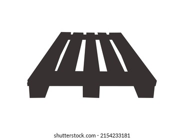 Wooden pallet black side view, for the transport of goods, vector flat illustration on a white background. Wooden pallet for storage and transportation of containers, boxes, cargo