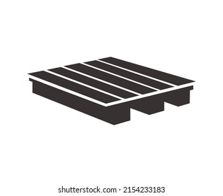 Wooden pallet black side view, vector flat illustration isolated on white background. Wooden pallet for storage and transportation of containers, boxes, cargo