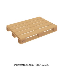 Wooden pallet illustration in perspective, front and side view with dimensions isolated on a white background