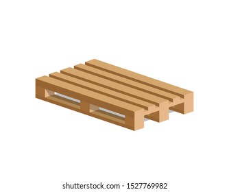 Wooden pallet isolated on white background. Isometric view. Vector illustration.